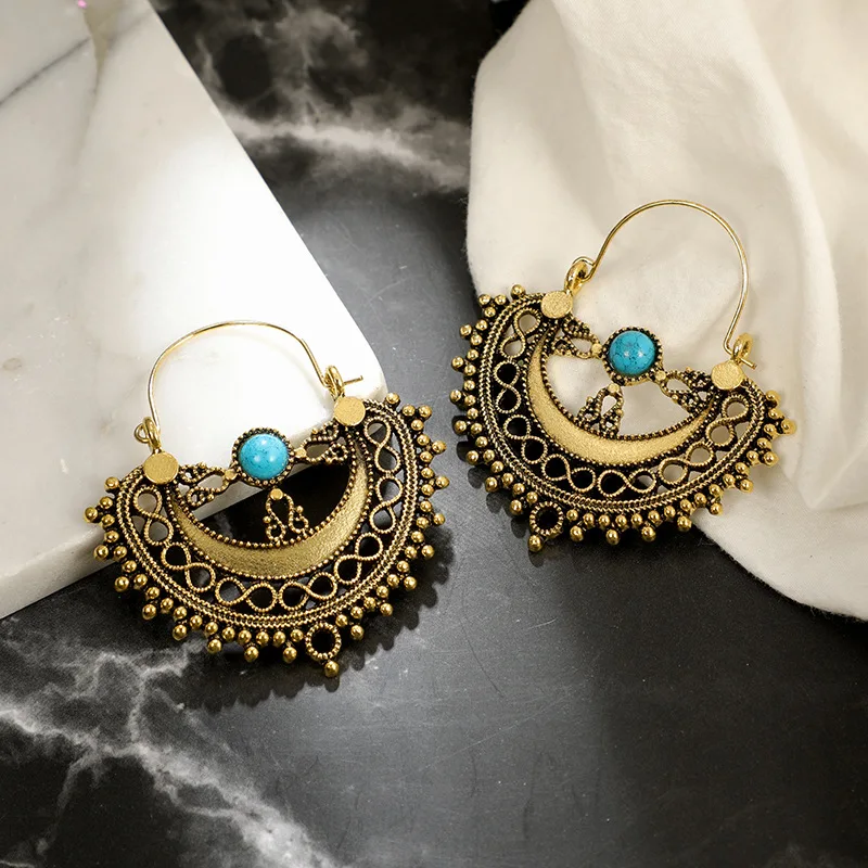 Винтажные богемные индийские этнические висячие серьги с капельными бусинами