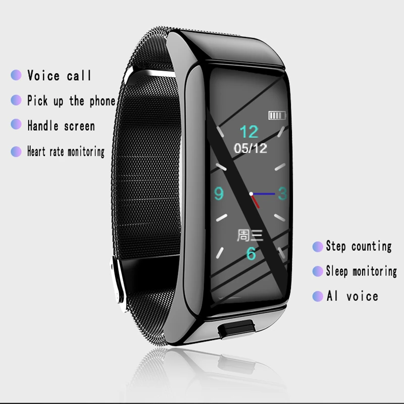 iMice B6 0.96inch Wireless Earphones Bluetooth Headset 2 in 1 Call Listen To Music Step Counter Sports Smart Watch for men women |