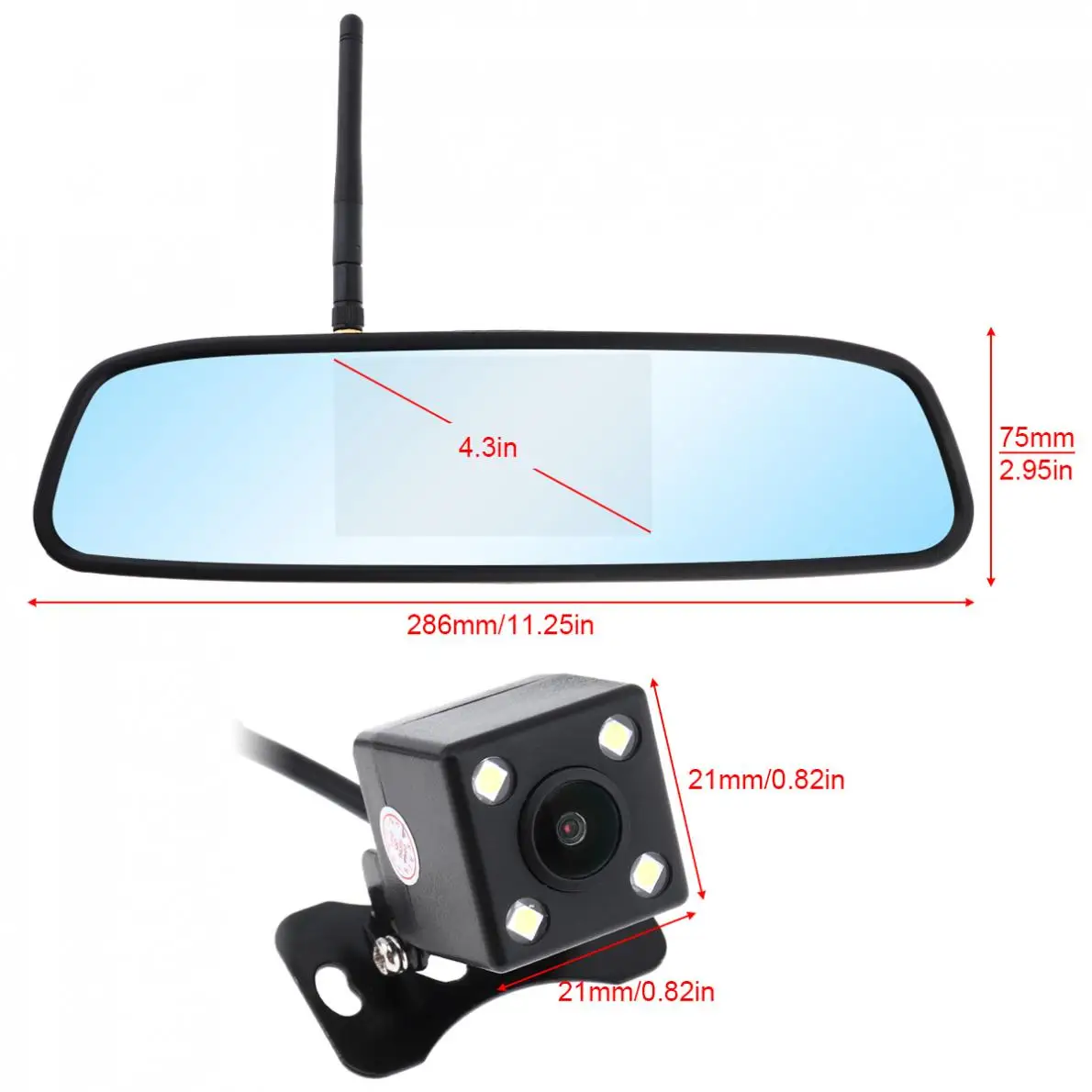 4 3 дюйма 12 В Универсальный TFT ЖК дисплей зеркало заднего вида монитор +