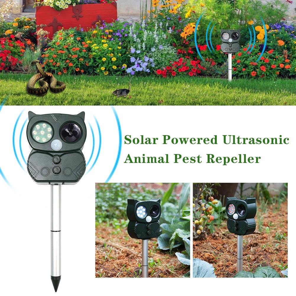 

New Solar Mouse Repeller Vibration Ultrasonic Farm Mouse Repeller Outdoor Electronic LED Night Light Farm Snake Repeller