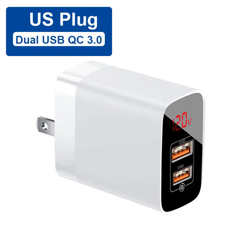Dual QC 3.0 US Baseus 18 Вт type C USB зарядное устройство для iPhone 11 Pro Max Quick Charge 3,0 PD3.0 быстрое зарядное устройство для телефона с FCP AFC для huawei samsung - Тип штекера: Dual QC 3.0 US