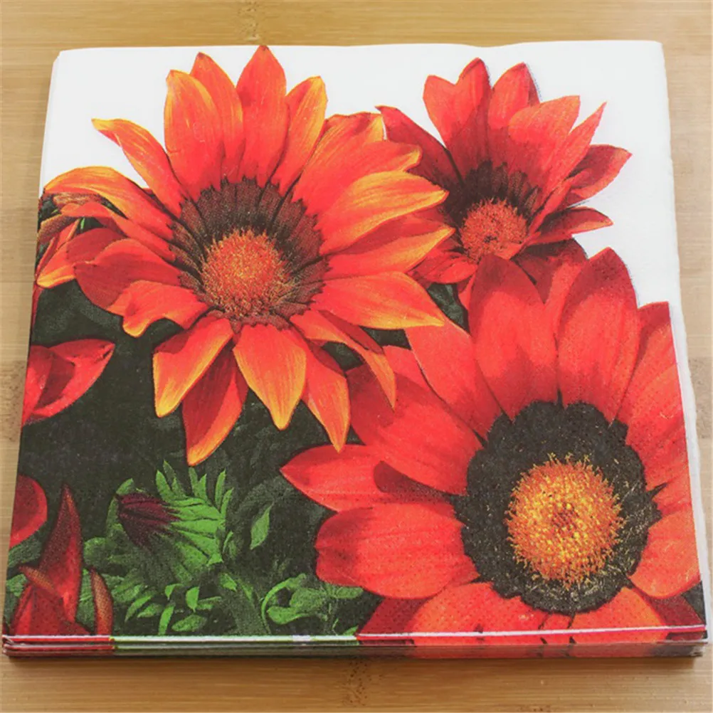 

20pcs/pack/lot Sunflower Paper Napkin Flower Para Festas & Party Supply Tissue decoupage Servilleta 33*33cm
