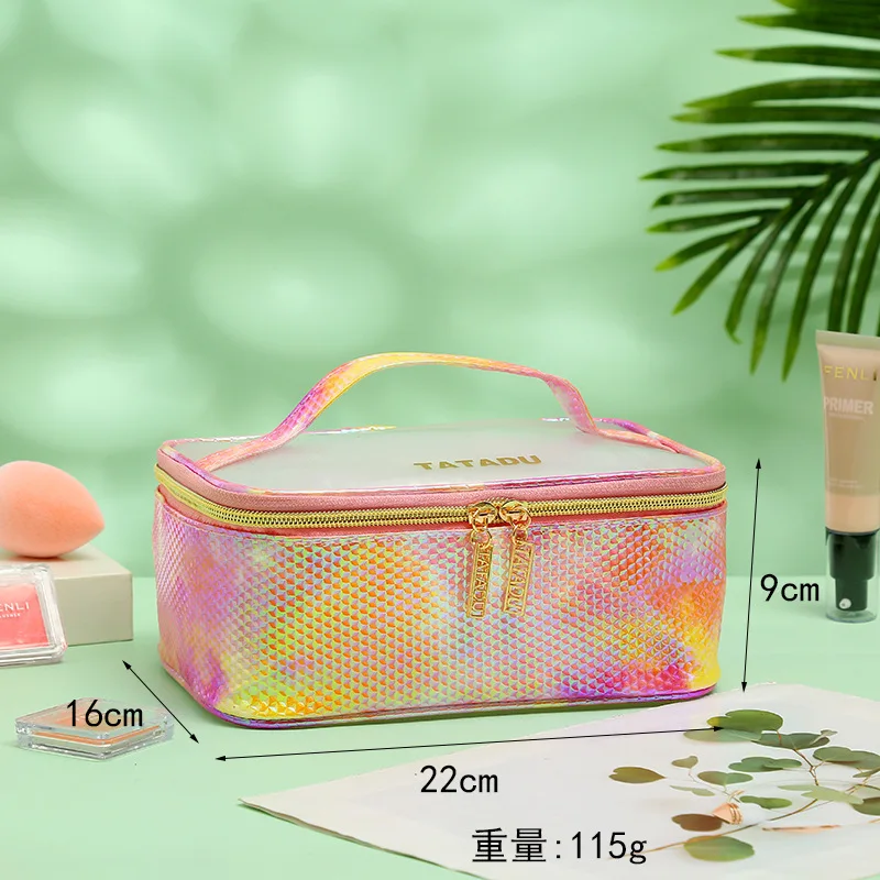 

Laser Deisgn Travel Bag Female Waterproof Jelly Bag PVC Cosmetic Bag for Female Makeup Bag Toiletry Bag With Handle