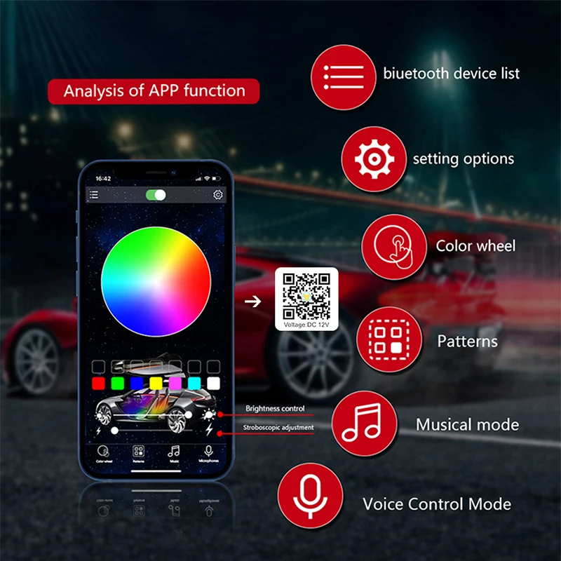Акриловая оптическая лента для салона автомобиля 12 В RGB декоративное освещение