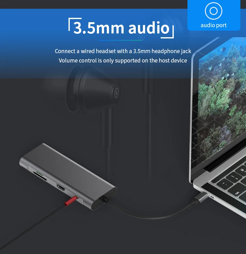9-в-1 концентратор Type-C USB 3 0 4K HD PD Высокоскоростная зарядка для мобильных телефонов