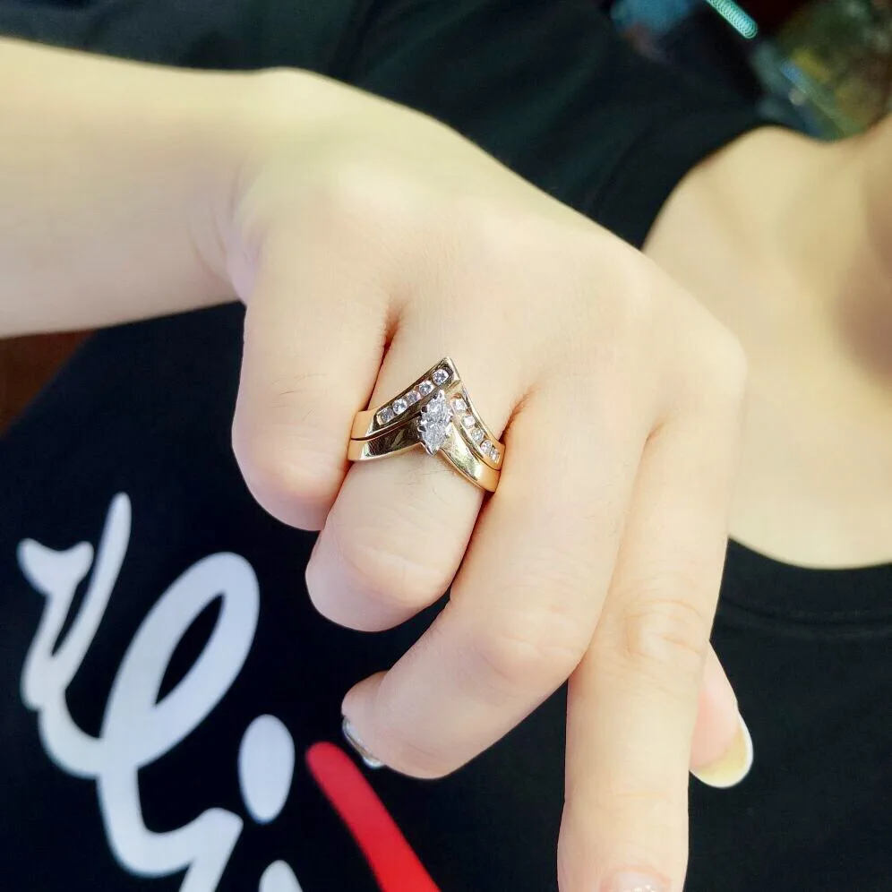 Бриллиантовое кольцо 0.65ct чистое 14 K украшения из настоящего золота натуральные белые бриллианты ювелирные изделия женские свадебные мужские обручальные кольца