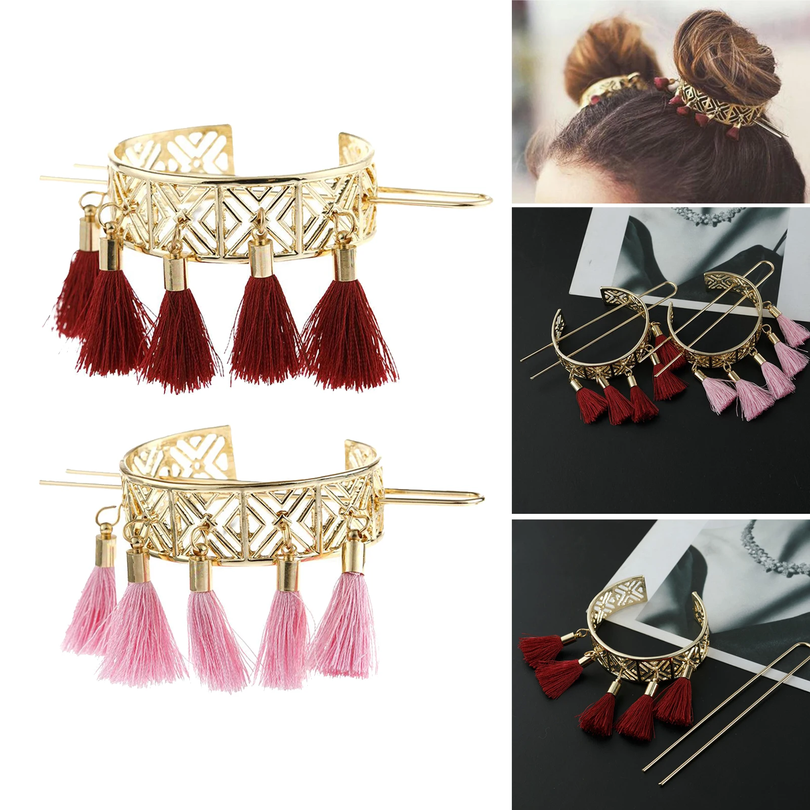 

Metal Hair Stick Metal Hair Chopstick Updo Decorative Tassel Pins for Girl Women Long Hair