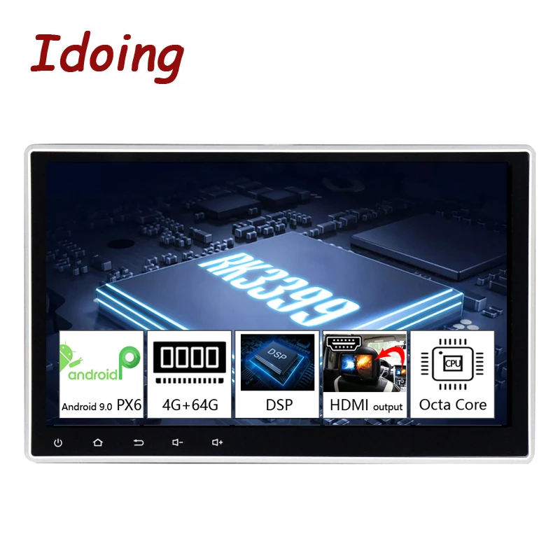 Idoing10.2 &quotPX6 4G + 64G Android 9 0 Универсальный Автомобильный GPS DSP радио плеер IPS экран
