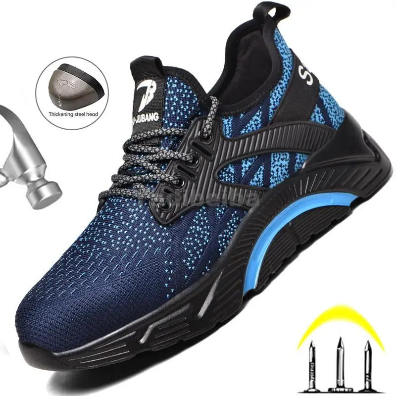 

2022 Work Shoes Men Women Safety Shoes Steel Toe Men's Work Safety Boots Construction Breathable Work Sneakers Industrial Shoes