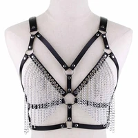 leather chain harness body bra chest goth punk sexy chain necklace top women summer festival fashion cage bondage jewelry