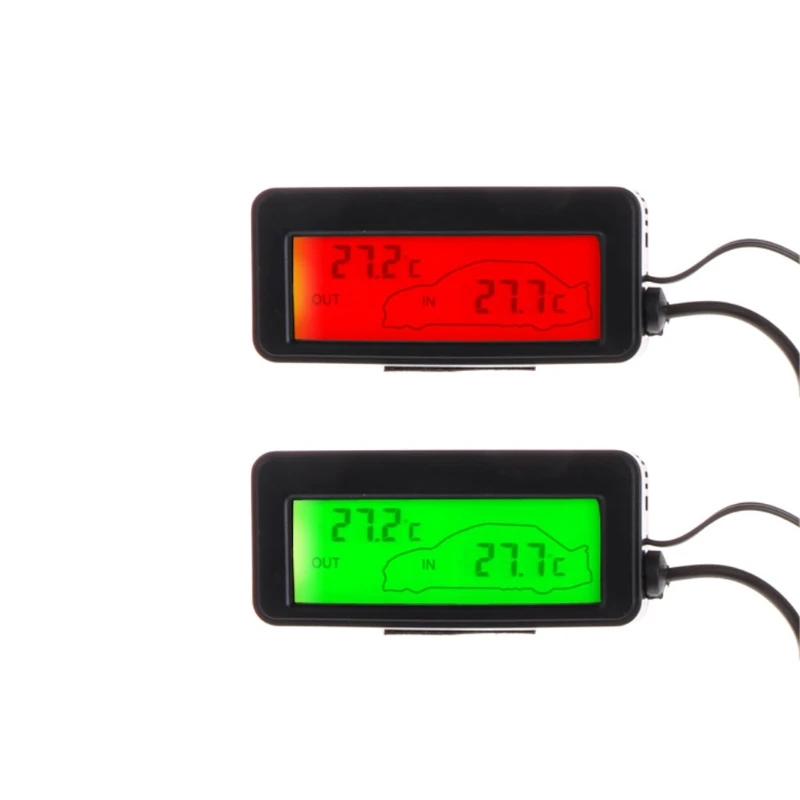Termómetro Digital LCD a Color para coche, Mini Monitor de temperatura para Interior y Exterior, 12V, 1,5 M, Sensor de Cable