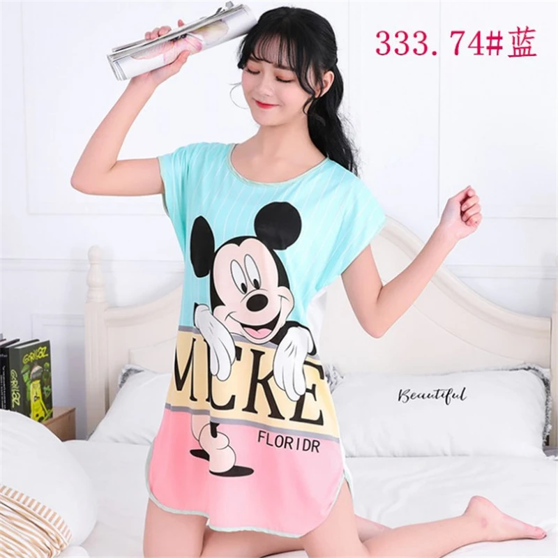 Летняя ночная рубашка для девочек свободная одежда сна с милым рисунком