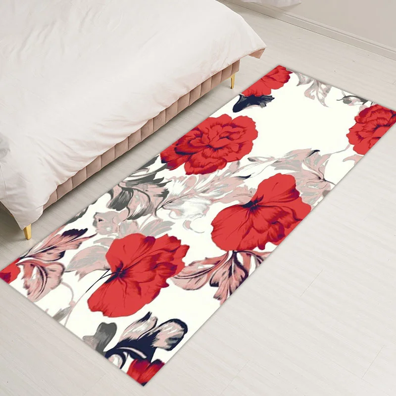 Нескользящий фланелевый декоративный моющийся коврик для гостиной с принтом роз