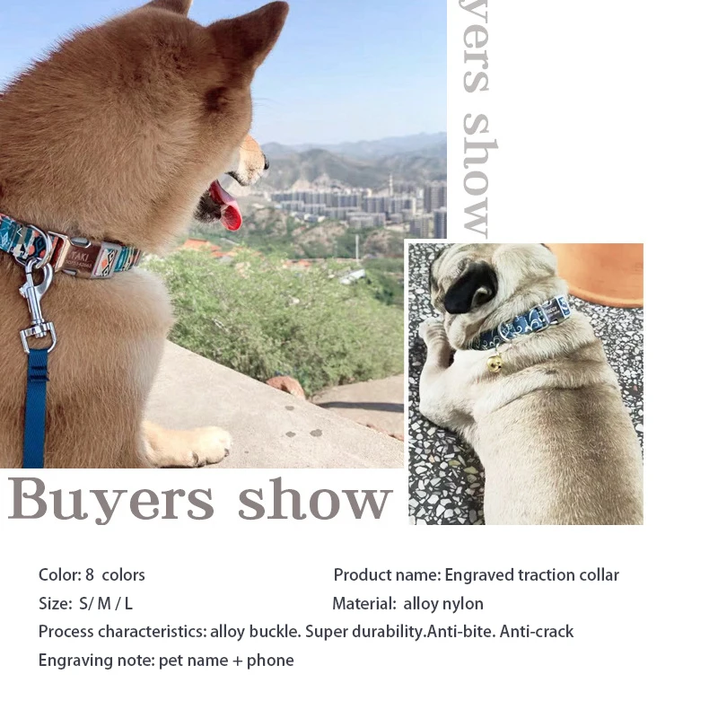 

Нейлоновый ошейник для собак на заказ, персонализированная идентификационная бирка для собак, ожерелье из нержавеющей стали с гравировкой ...