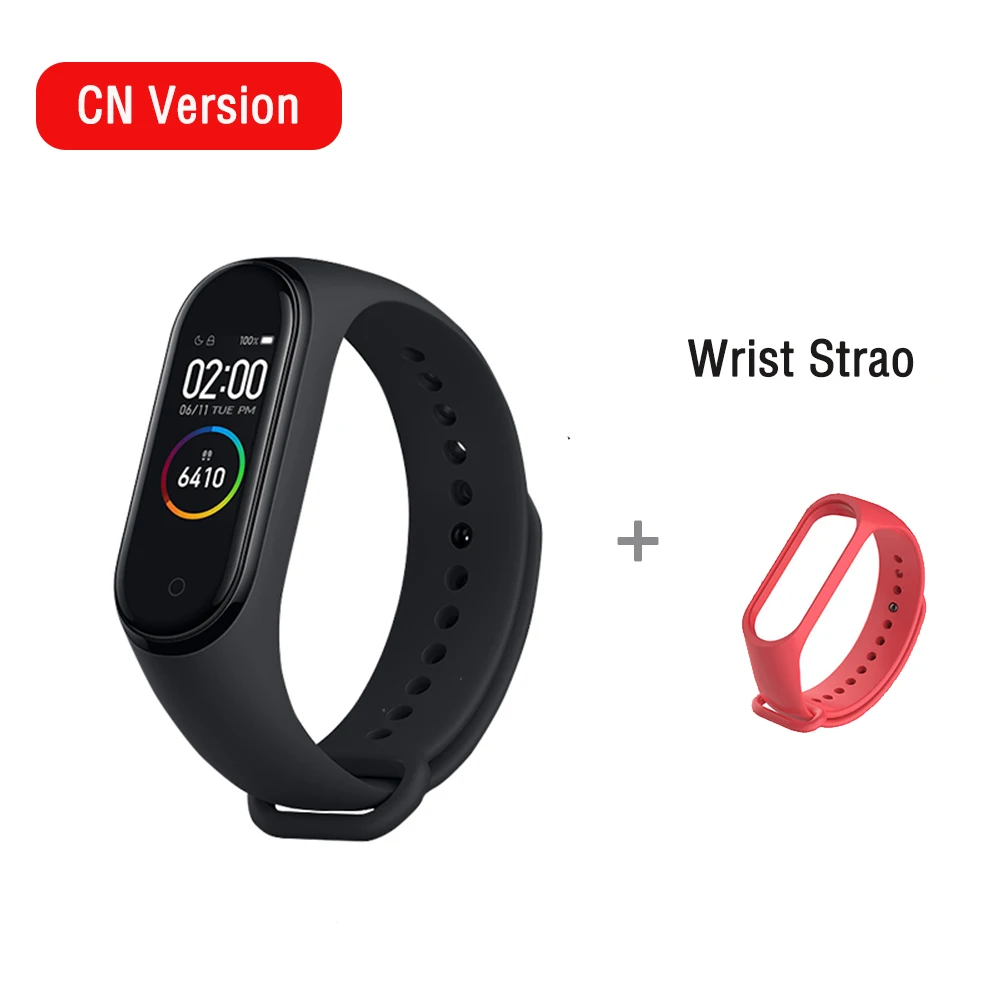 Xiaomi mi Band 4 Smart mi band 3 Цвета экран браслет пульсометр фитнес музыка Bluetooth 50 м водонепроницаемый бандаж 4 - Цвет: with wrist strao4