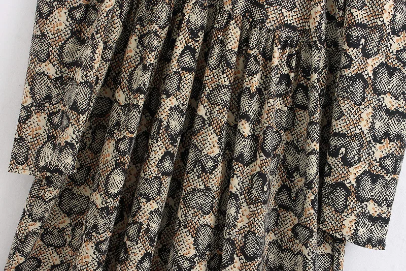 Винтажное женское платье весна 2020 новая мода животный принт змеи длинный рукав