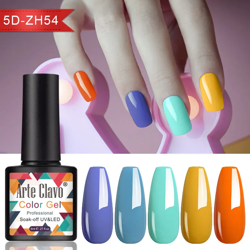 

Arte Clavo 8ml Nail Gel Polish 5pcs/set Soak Off Semi Permanent UV Summer Color Lacquer Hybrid Manicure Nail Art Gel Varnish