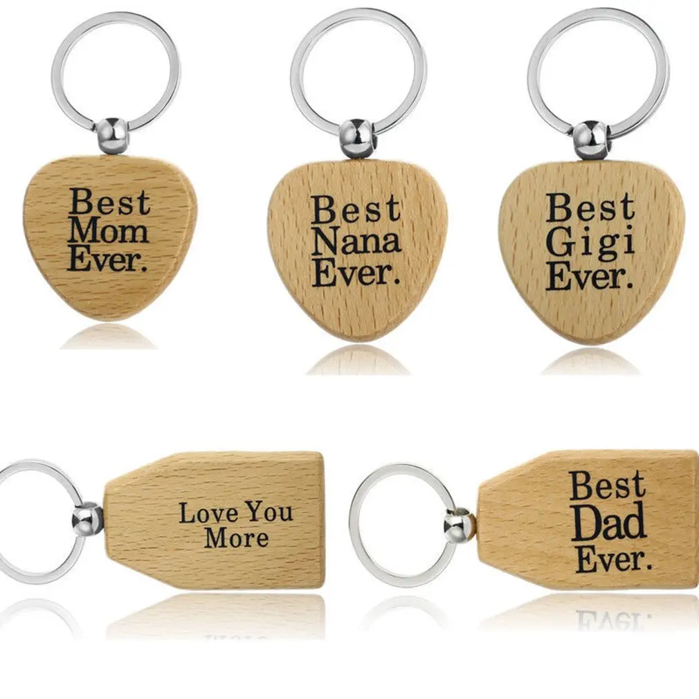 Wood Keychain &quotLove You More&quot &quotBest Dad Ever&quot Nana Letter Keyring Elk Crucifix Fashion Car Bag Key chain Jewelry | Украшения