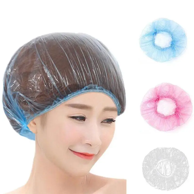 

Blue Disposable Elastic Shower Caps Bathroom Makeup Remove Products Prevent Soap Bubbles Splashing 44CM