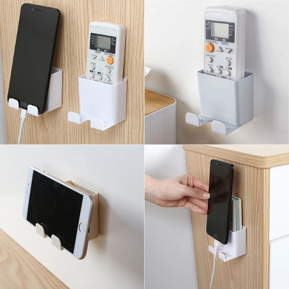 

Wall Mounted Organizer Storage Box Remote Control Mount Stand Mobile Phone Plug Wall Holder Charging Bracket Multifunction Stand
