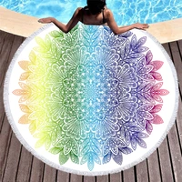 european and american round printed beach towel microfiber digital printed beach towel colorful mandala