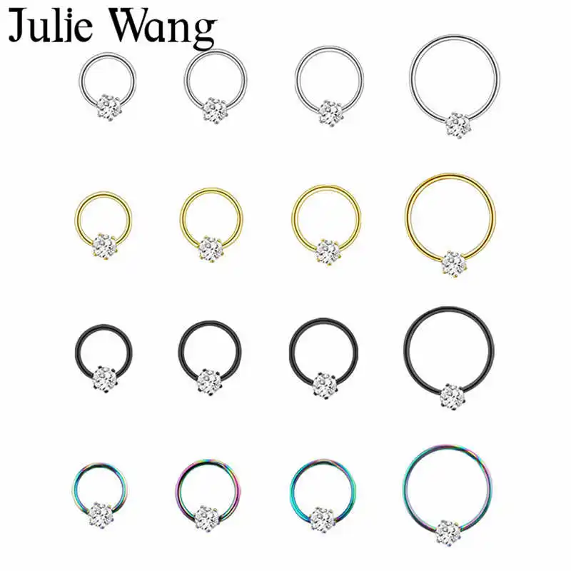 Женские серьги гвоздики с цирконием Julie Wang 4 шт./компл. круглые сережки разных