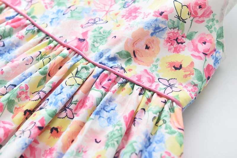 Платья для девочек Новая детская одежда Милое платье-майка с цветочным принтом и