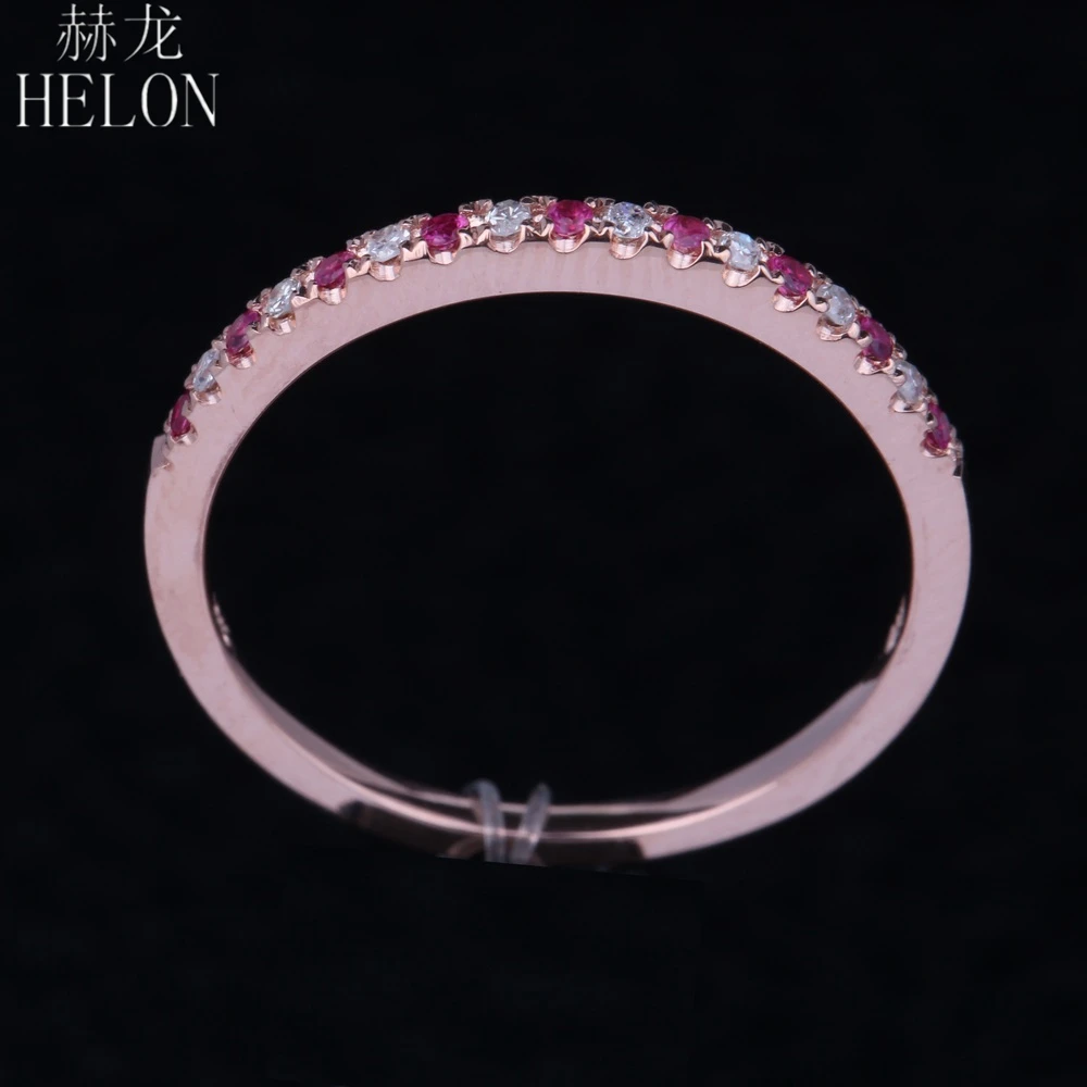 HELON Solid 10K 14k розовое золото AUU585 100% натуральный бриллиант и розовый сапфир женская