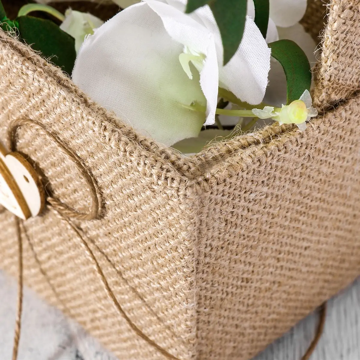 Винтажная Свадебная Мешковина из натуральной ткани Цветочная корзина для