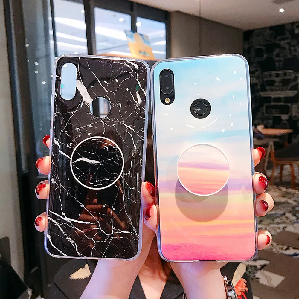 Marble Case for Xiaomi Redmi Note 7 8 case Luxury Doll Bracket Holder Cover MI 9 Ring Soft TPU 6 Coque |