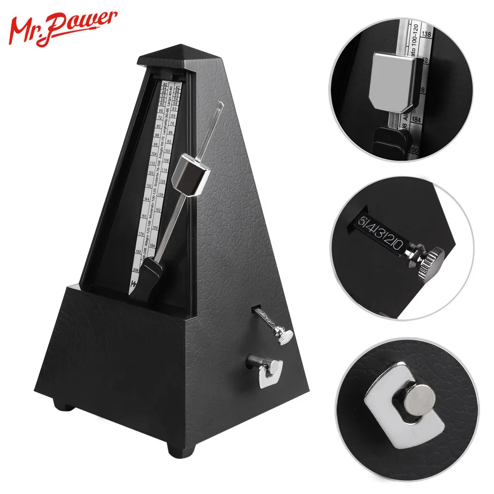 Black Vintage Tower Type Musical Mechanical Metronome Bell Ring Rhythm Pendulum for Guitar Bass Piano Violin Ukulele | Спорт и