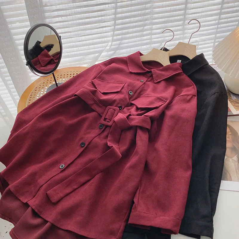 

Женское платье, новинка, элегантное, темпераментное, модное, с длинным рукавом, с поясом, отложной воротник, весна/осень, чистый цвет, комфорт...