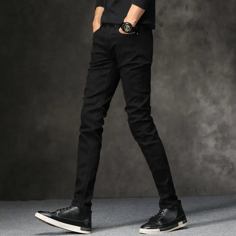 

Casual Biker Jeans Men Stretch Denim Pants Solid Slim Fit High Street Hip Hop Vintage Skinny Straight Pant Plus Size