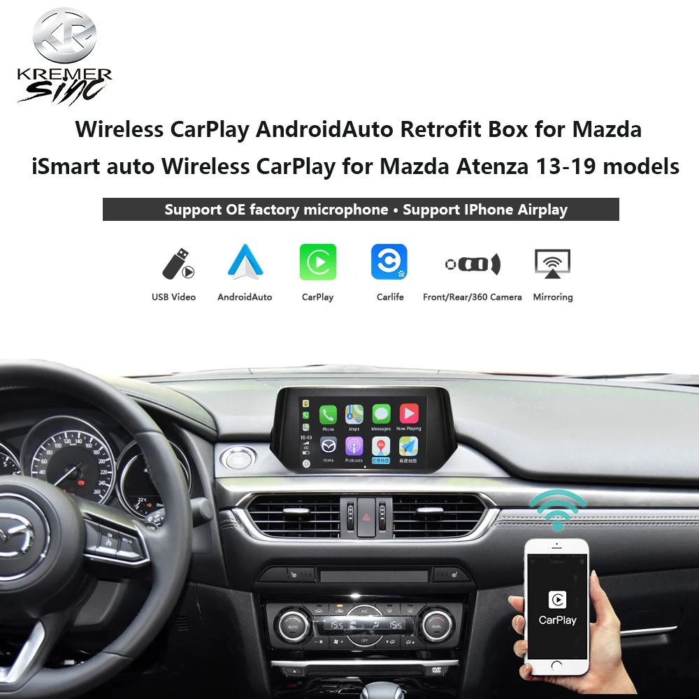 Беспроводной Модернизированный бокс CarPlay на базе Android для Mazda iSmart автомобильный