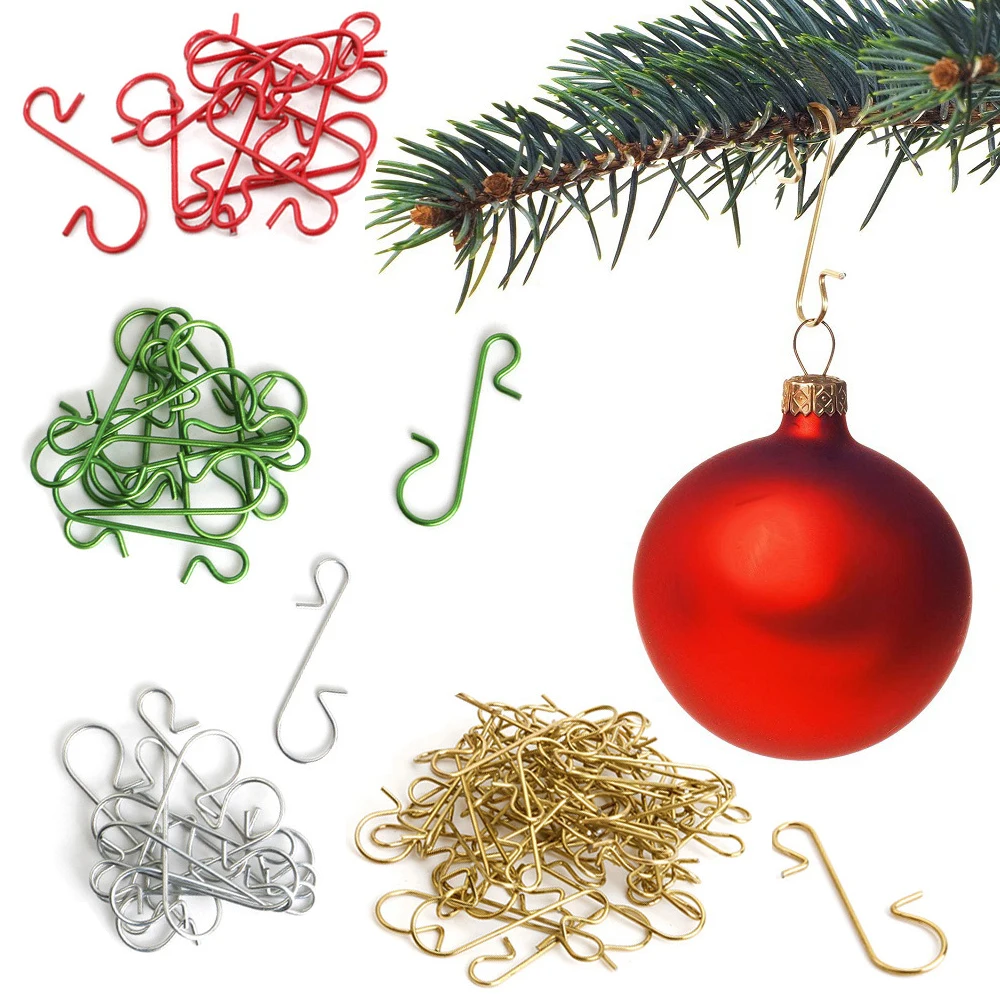 50pcs Christmas Ornament Metal S-Shaped Hooks Holders Christmas Tree Ball Pendant hanging Decoration for home Navidad New Year
