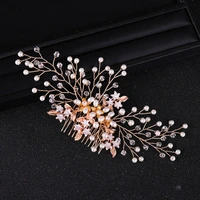 gold handmade rhinestone bridal headwear women hair jewelry luxury hair comb for bride hair ornaments hair clip
