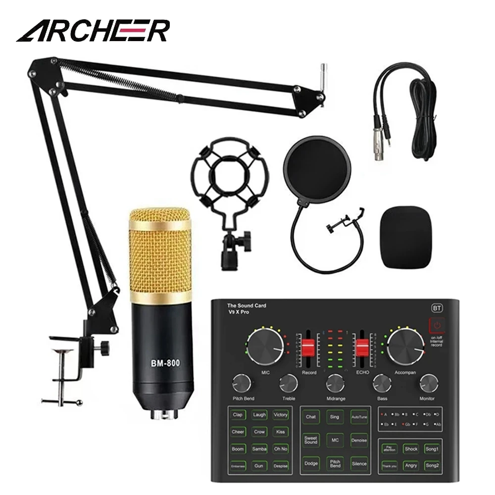Конденсаторный микрофон BM800 звуковая карта V9X PRO Миксер для игр DJ набор прямой