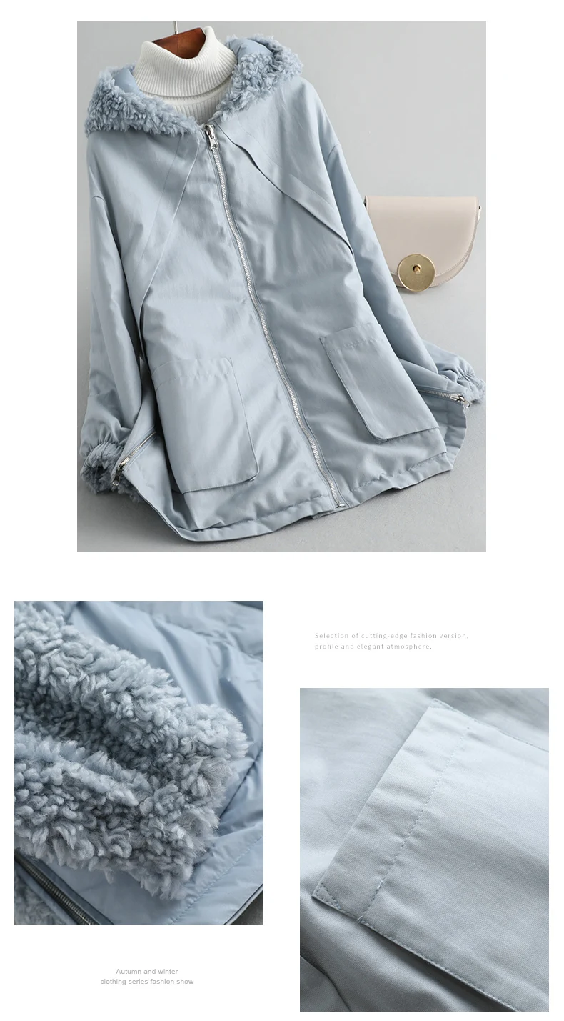 PUDI A59233 women winter polyester fabric real wool fur down warm jacket small camel fur girl coat lady Long jacket overcoat