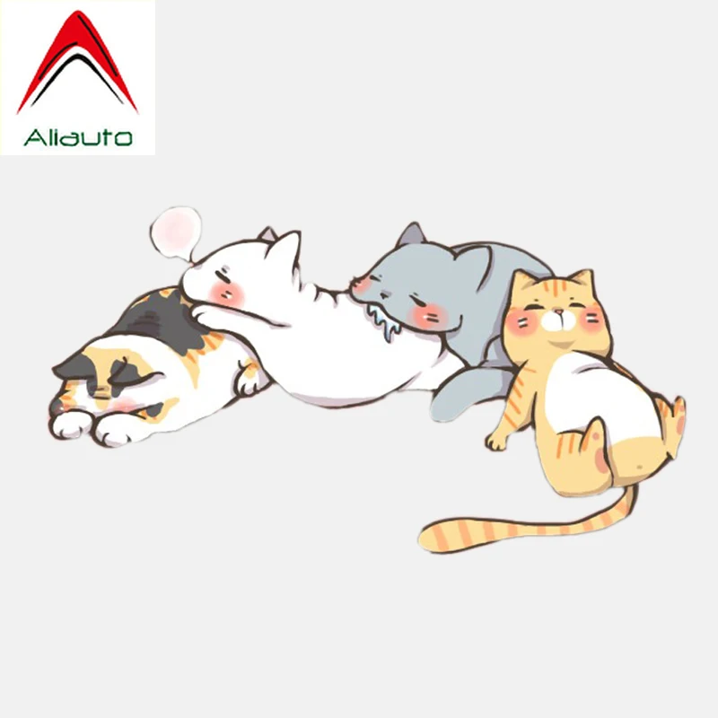 

Aliauto Cartoon Four Cute Sleepy Cats Car Sticker PVC Waterproof Reflective Creative Decoration Decal Auto Accessories,14cm*8cm