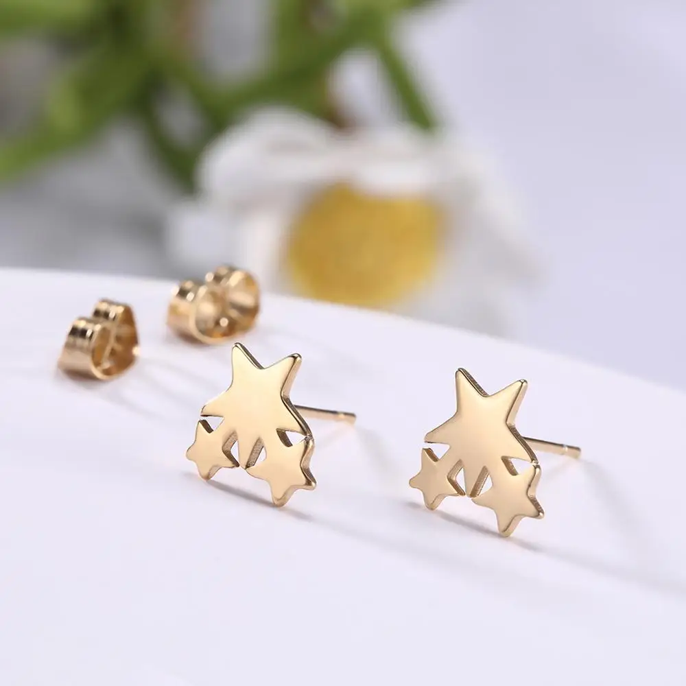 LIKGREAT модные маленькие серьги с Луной и звездой в форме сердца из нержавеющей