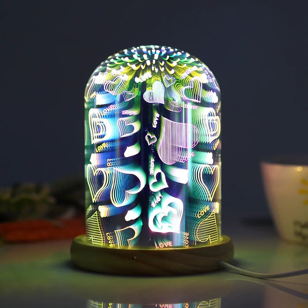 3D красочное Сердце Звезда волшебное стекло абажур атмосфера светильник