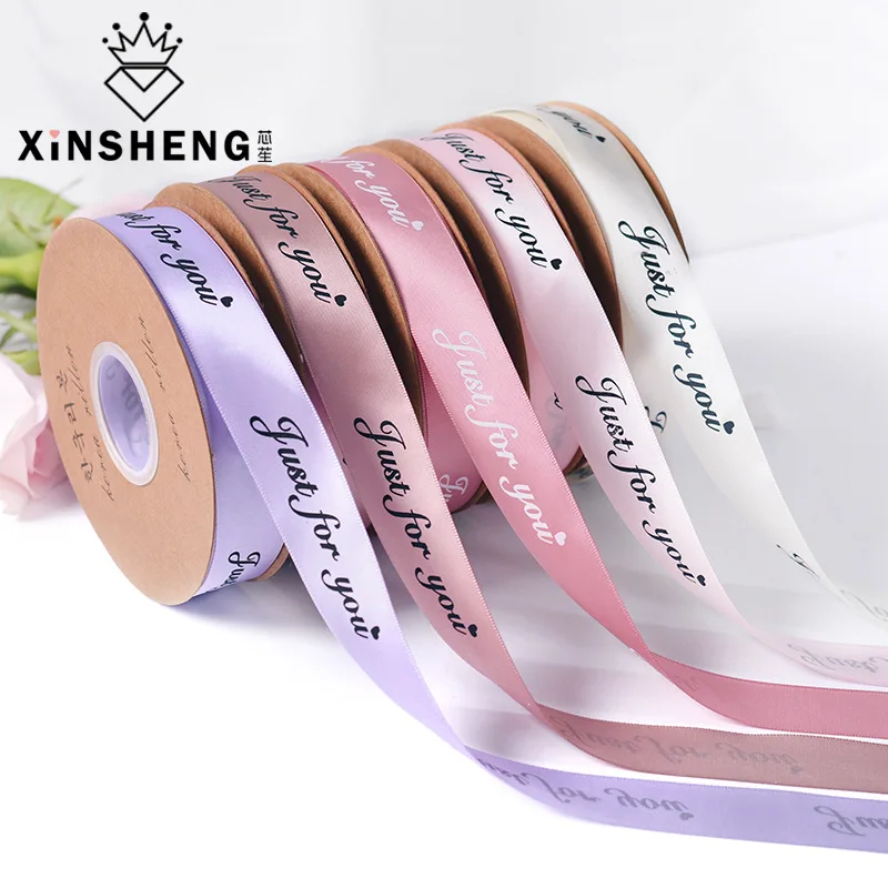 

Colorful ribbons for bouquet packaging 2.5cm50 yards letter flowers bowknot polyester tape cake baking handmade diy for Wedding