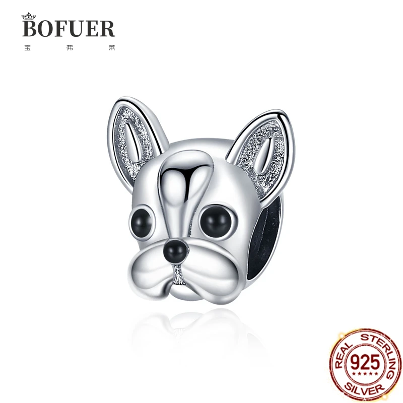 

BOFUER 925 Sterling Silver Animal Beads Cute Dog BOBO Charm For Original Pandora Bracelet Bangle For Girl Jewelry Gifts HHY414