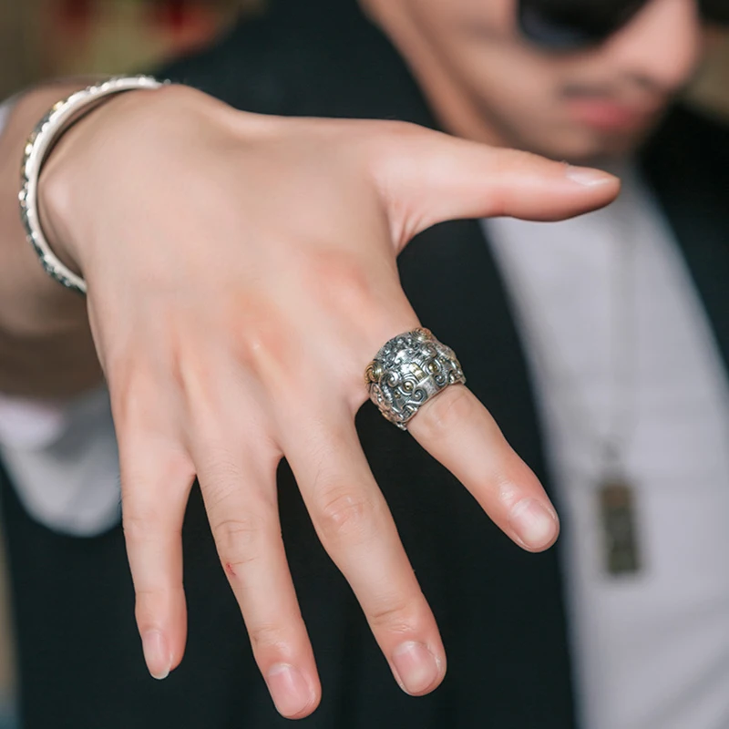 Мужское и женское регулируемое кольцо для влюбленных серебро 100% пробы украшение