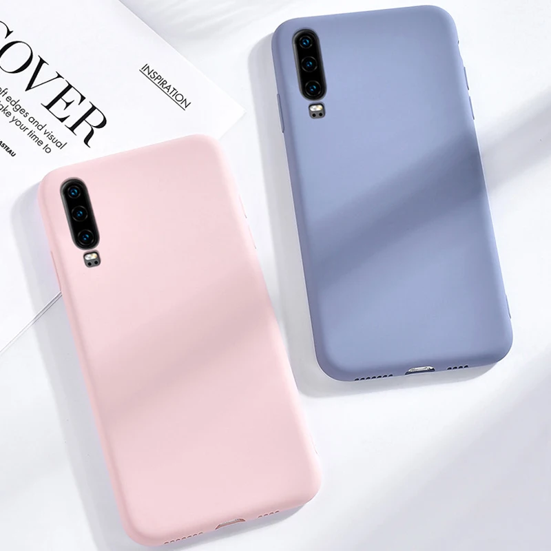Чехол на Huawei P40 P30 Lite мягкие чехлы из ТПУ ярких цветов жидкие силиконовые для P20 Pro