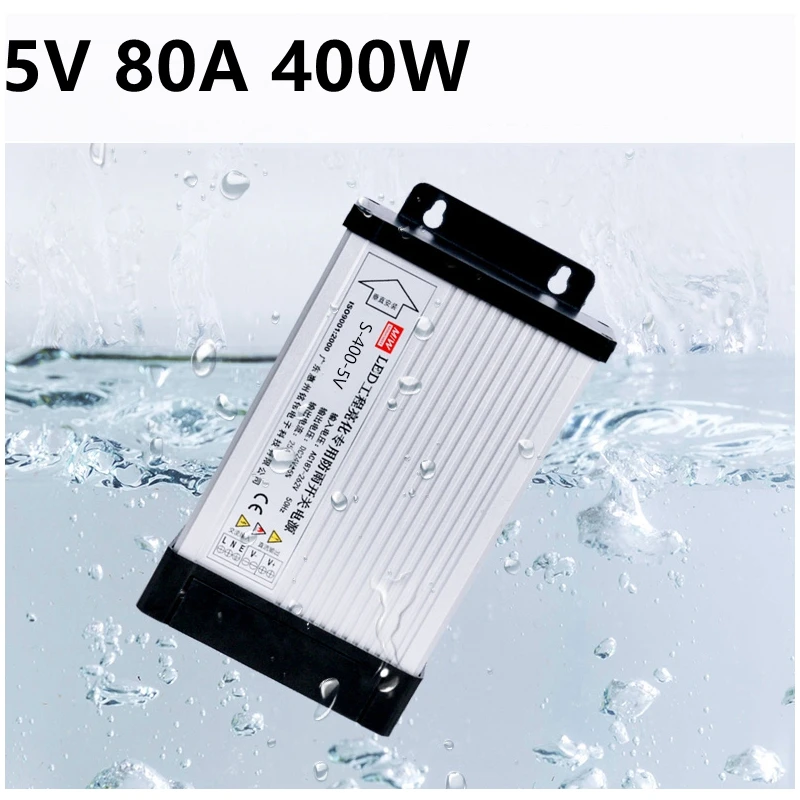 5V 80A 400W непромокаемый переключатель питания вход 220V AC в DC трансформатор, регулятор напряжения для светодиодный дисплей светильник полосы