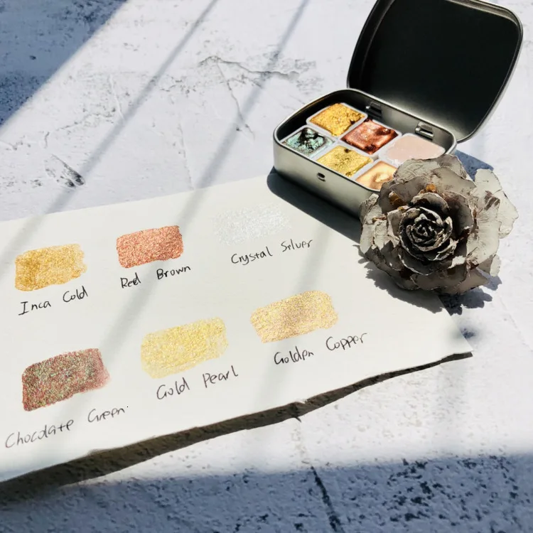 Ручная работа, ограниченная серия, акварельный Diy acuarella, перламутровый Металлический Набор для рисования, золото, Aquarelle