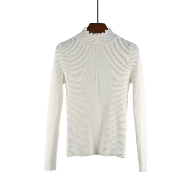 

European American Autumn Temperament High Neck Long Sleeved Bottoming Sweater Fashion Trend Slim All match Women's Pullover Top