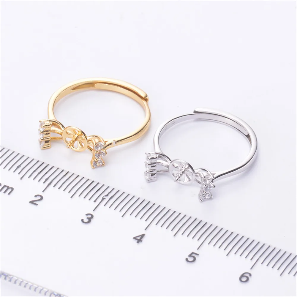 

Pearl Ring Settings, Fashionable Ring Findings, Adjustable Size 925 Silver Ring Jewelry DIY Making No Pearl