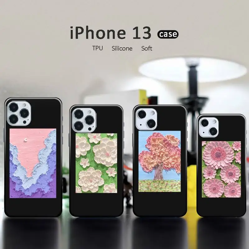 

Creative three-dimensional oil painting Phone Case for iPhone 13 12 11 mini pro XS MAX XR 8 7 6 6S Plus X 5S SE 2020